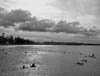 black and white of manly beach